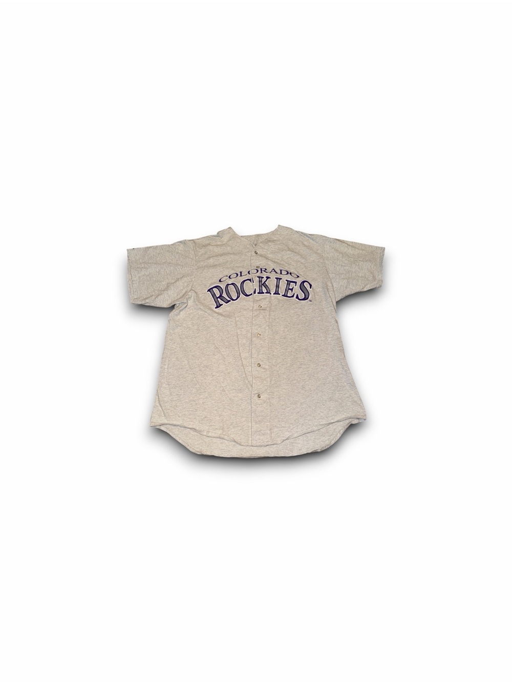 Vintage Colorado Rockies MLB Majestic baseball jersey grey men’s 2XL 100% cotton